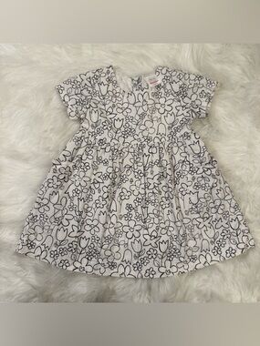 Hanna Andersson White Dress with Black Floral Outline